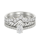 Le PeTeton Oval Cut Diamond Solitaire Engagement Trio Stack Rings with Pavé Set in 18K Gold - Jackson Hole Jewelry Company