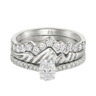 Le PeTeton Oval Cut Diamond Solitaire Engagement Trio Stack Rings with Pavé Set in 18K Gold - Jackson Hole Jewelry Company