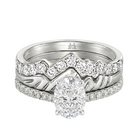 Le Grande Teton Oval Cut Diamond Solitaire Engagement Trio Stack Rings with Pavé Set in 18K Gold - Jackson Hole Jewelry Company