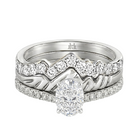 Le Grande Teton Oval Cut Diamond Solitaire Engagement Trio Stack Rings with Pavé Set in 18K Gold - Jackson Hole Jewelry Company