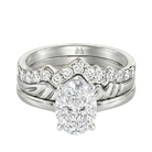 Le Grande Teton Oval Cut Diamond Solitaire Engagement Trio Stack Rings in 18K Gold - Jackson Hole Jewelry Company