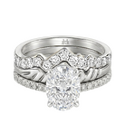 Le Grande Teton Oval Cut Diamond Solitaire Engagement Trio Stack Rings with Pavé Set in 18K Gold - Jackson Hole Jewelry Company