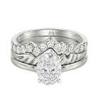 Le Grande Teton Oval Cut Diamond Solitaire Engagement Trio Stack Rings in 18K Gold - Jackson Hole Jewelry Company