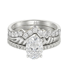 Le Grande Teton Oval Cut Diamond Solitaire Engagement Trio Stack Rings with Pavé Set in 18K Gold - Jackson Hole Jewelry Company