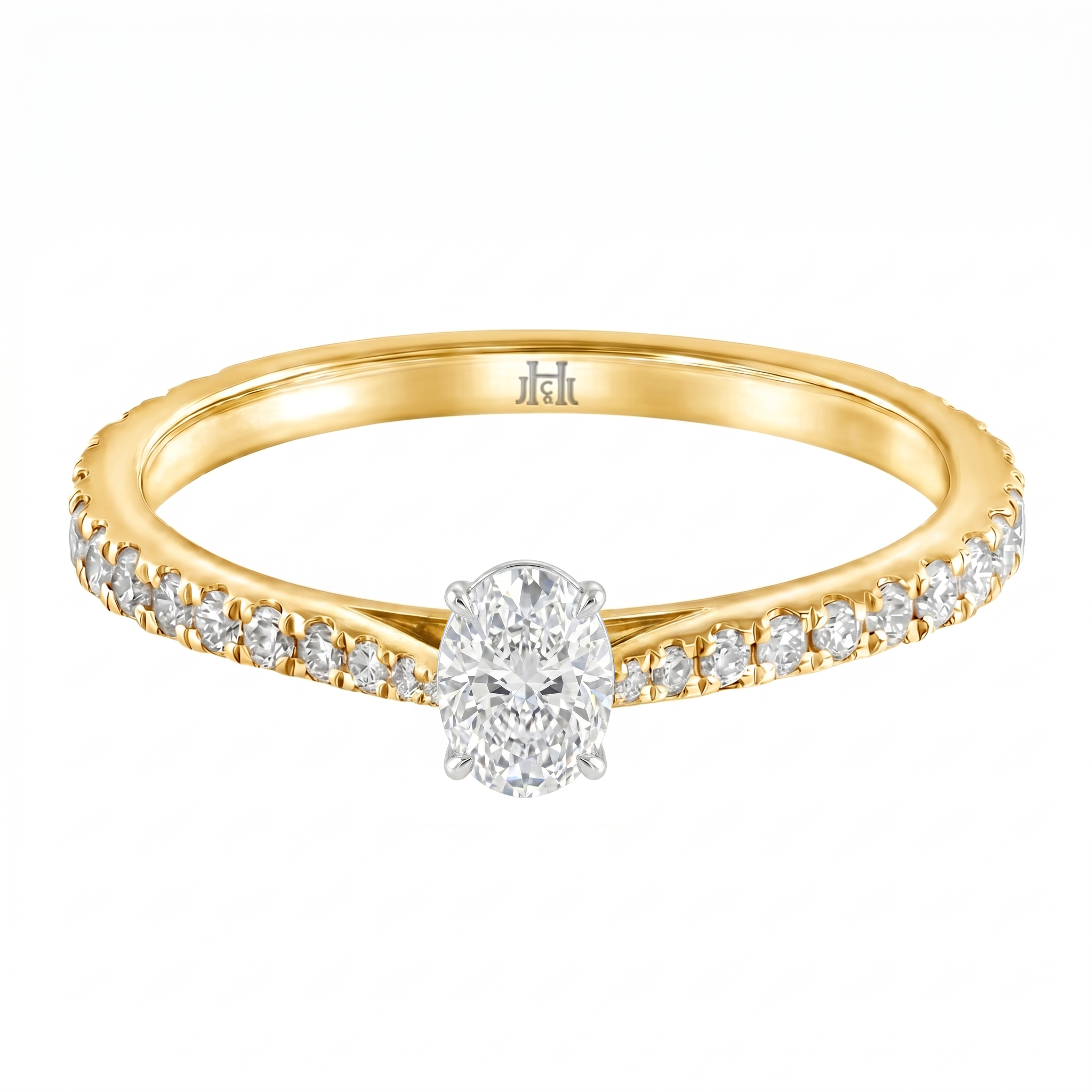 Le PeTeton Oval Cut Diamond Engagement Ring with Pavé Set in 18K Gold - Jackson Hole Jewelry Company