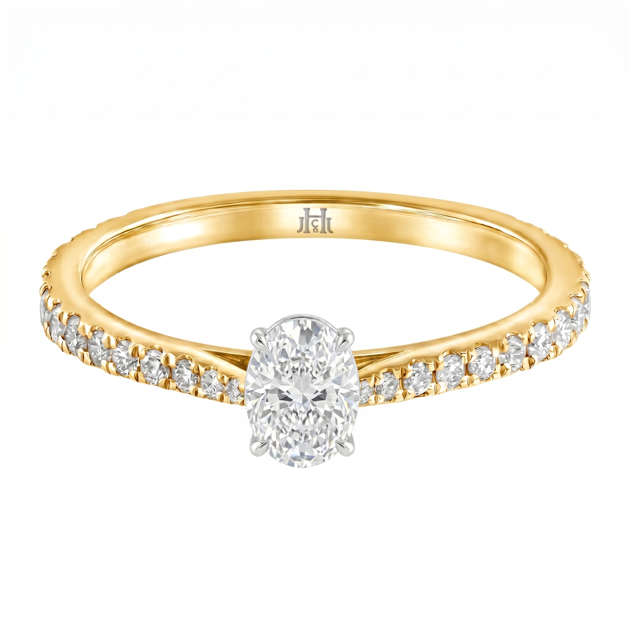 Le PeTeton Oval Cut Diamond Engagement Ring with Pavé Set in 18K Gold - Jackson Hole Jewelry Company