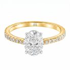 Le Grande Teton Oval Cut Diamond Solitaire Engagement Ring with Pavé Set in 18K Gold - Jackson Hole Jewelry Company