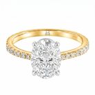 Le Grande Teton Oval Cut Diamond Solitaire Engagement Ring with Pavé Set in 18K Gold - Jackson Hole Jewelry Company