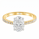 Le Grande Teton Oval Cut Diamond Solitaire Engagement Ring with Pavé Set in 18K Gold - Jackson Hole Jewelry Company
