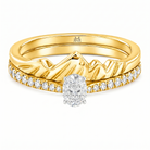 Le PeTeton Oval Cut Diamond Solitaire Engagement Dúo Stack Rings with Pavé Set in 18K Gold - Jackson Hole Jewelry Company