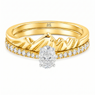 Le PeTeton Oval Cut Diamond Solitaire Engagement Dúo Stack Rings with Pavé Set in 18K Gold - Jackson Hole Jewelry Company