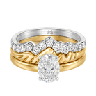 Le Grande Teton Oval Cut Diamond Solitaire Engagement Trio Stack Rings in 18K Gold - Jackson Hole Jewelry Company