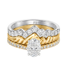 Le Grande Teton Oval Cut Diamond Solitaire Engagement Trio Stack Rings with Pavé Set in 18K Gold - Jackson Hole Jewelry Company