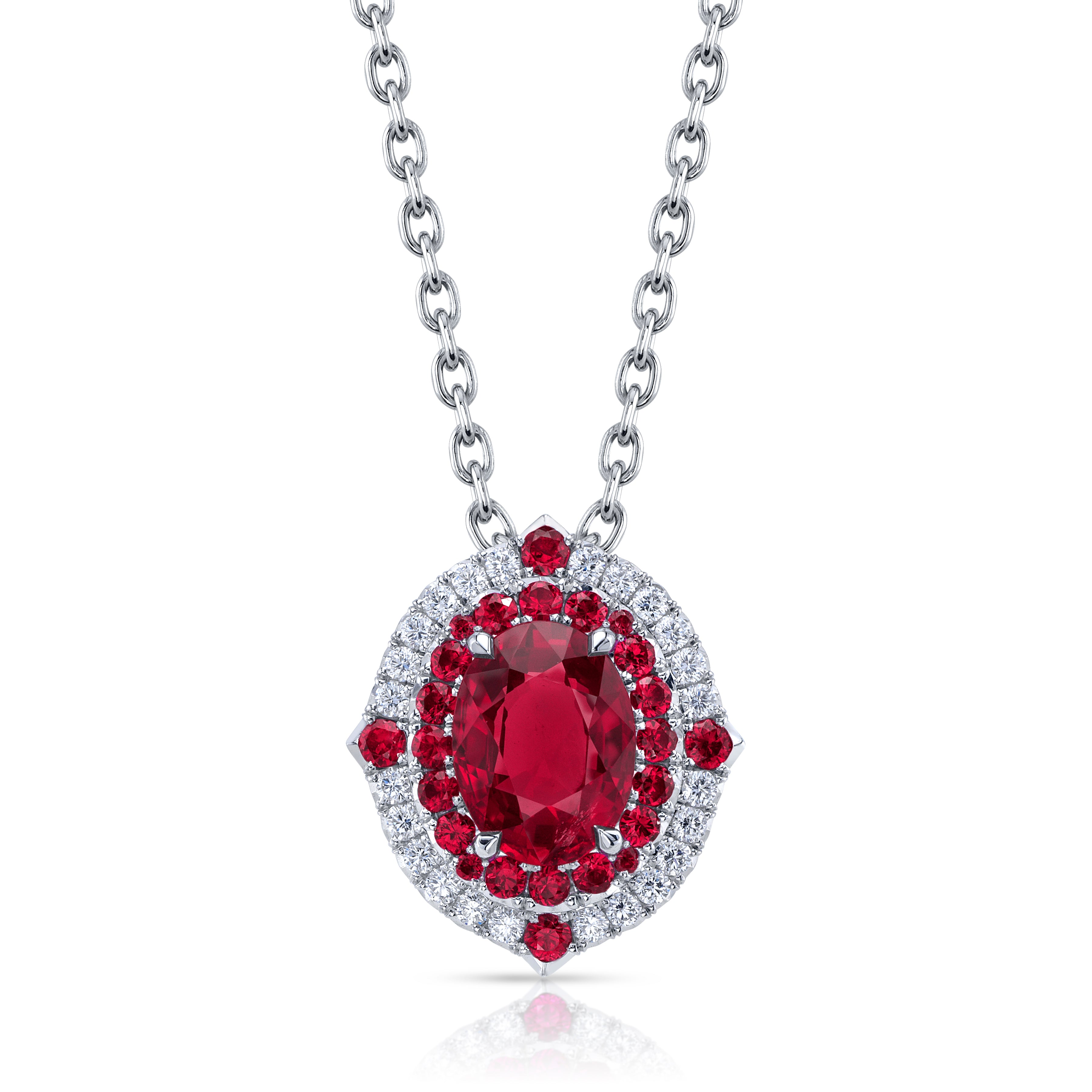 Omi Privé - Ruby & Diamond Pendant in Platinum - Jackson Hole Jewelry Company