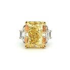 Fancy Intense Yellow Radiant Cut Diamond Ring in Platinum & 18K Yellow Gold - Jackson Hole Jewelry Company