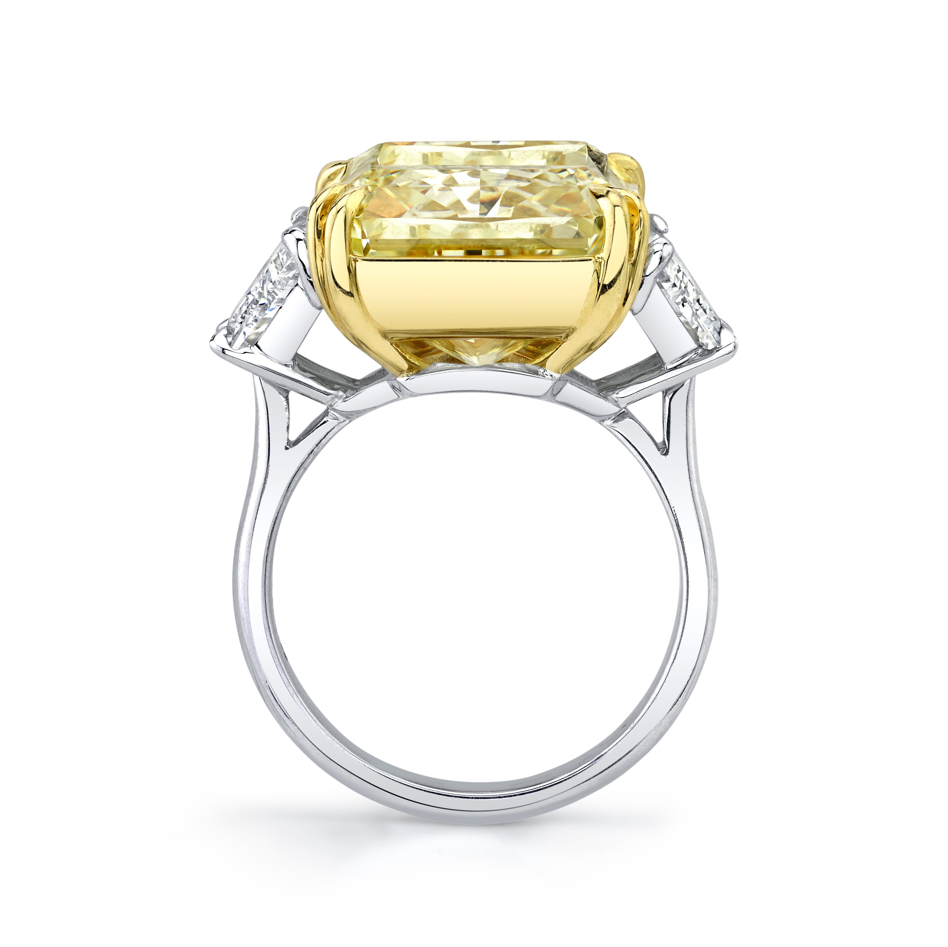 Fancy Intense Yellow Radiant Cut Diamond Ring in Platinum & 18K Yellow Gold - Jackson Hole Jewelry Company