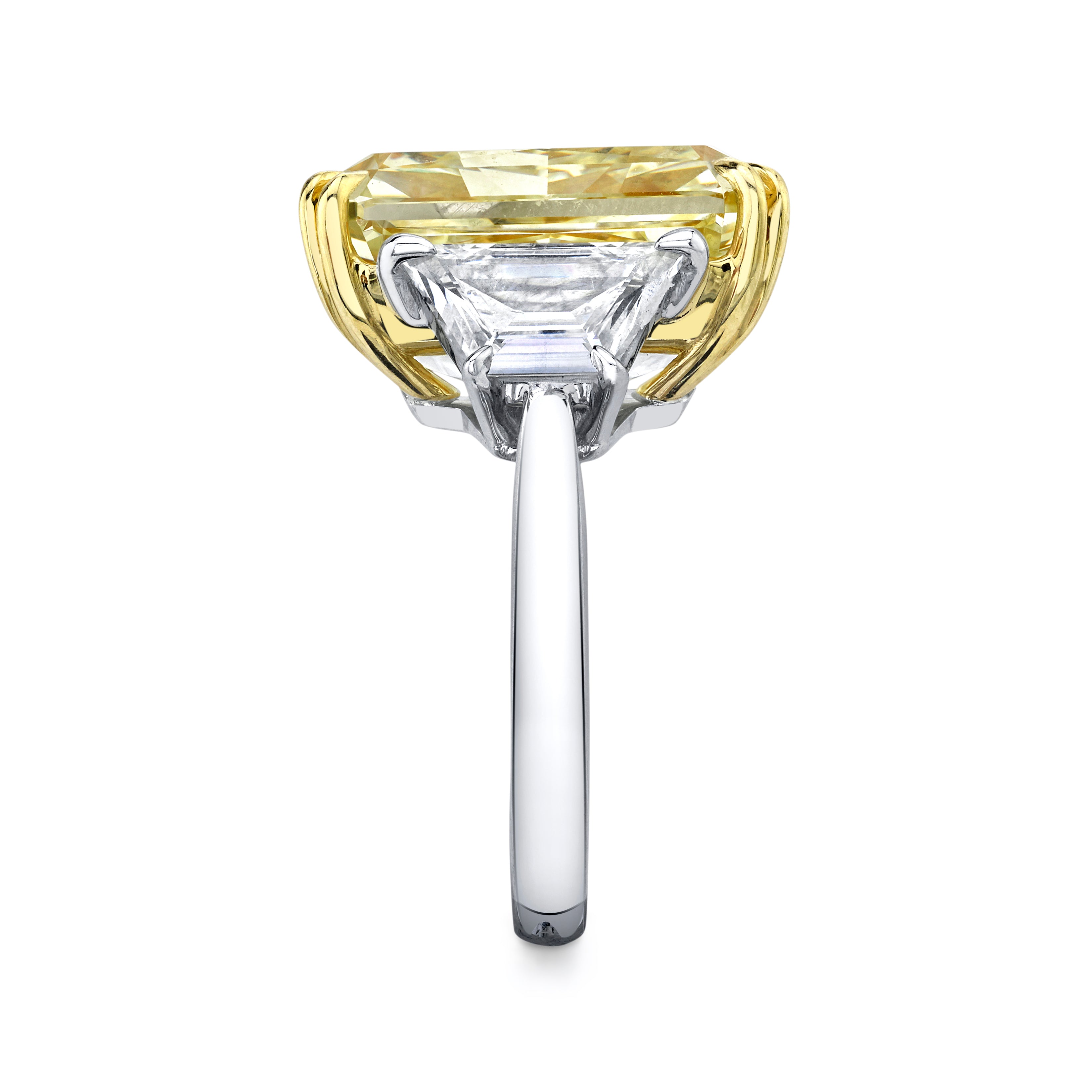 Fancy Intense Yellow Radiant Cut Diamond Ring in Platinum & 18K Yellow Gold - Jackson Hole Jewelry Company