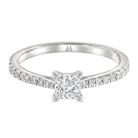 Le PeTeton Princess Cur Cut Diamond Engagement Ring with Pavé Set in 18K Gold - Jackson Hole Jewelry Company
