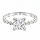 Le Grande Teton Princess Cut Diamond Solitaire Engagement Ring with Pavé Set in 18K Gold - Jackson Hole Jewelry Company