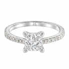 Le Grande Teton Princess Cut Diamond Solitaire Engagement Ring with Pavé Set in 18K Gold - Jackson Hole Jewelry Company