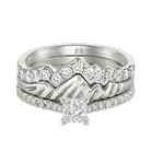 Le PeTeton Princess Cut Diamond Solitaire Engagement Trio Stack Rings with Pavé Set in 18K Gold - Jackson Hole Jewelry Company