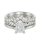 Le Grande Teton Princess Cut Diamond Solitaire Engagement Trio Stack Rings in 18K Gold - Jackson Hole Jewelry Company