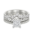 Le Grande Teton Princess Cut Diamond Solitaire Engagement Trio Stack Rings with Pavé Set in 18K Gold - Jackson Hole Jewelry Company