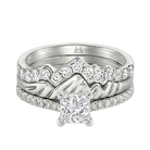 Le Grande Teton Princess Cut Diamond Solitaire Engagement Trio Stack Rings with Pavé Set in 18K Gold - Jackson Hole Jewelry Company