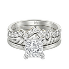 Le Grande Teton Princess Cut Diamond Solitaire Engagement Trio Stack Rings in 18K Gold - Jackson Hole Jewelry Company