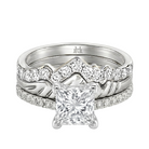 Le Grande Teton Princess Cut Diamond Solitaire Engagement Trio Stack Rings with Pavé Set in 18K Gold - Jackson Hole Jewelry Company