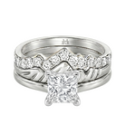 Le Grande Teton Princess Cut Diamond Solitaire Engagement Trio Stack Rings in 18K Gold - Jackson Hole Jewelry Company