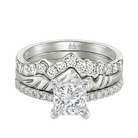 Le Grande Teton Princess Cut Diamond Solitaire Engagement Trio Stack Rings with Pavé Set in 18K Gold - Jackson Hole Jewelry Company