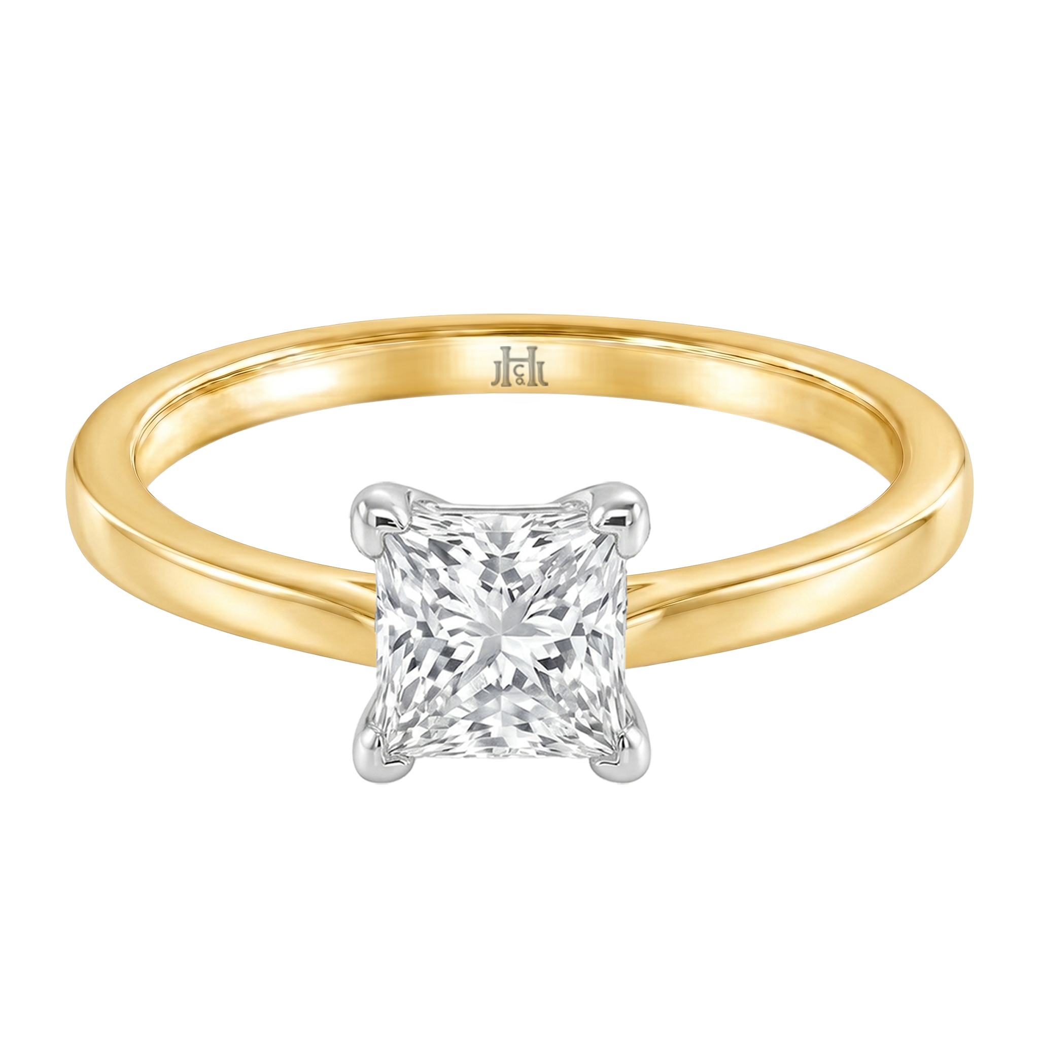 Le Grande Teton Princess Cut Diamond Solitaire Engagement Ring in 18K Gold - Jackson Hole Jewelry Company