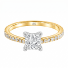 Le Grande Teton Princess Cut Diamond Solitaire Engagement Ring with Pavé Set in 18K Gold - Jackson Hole Jewelry Company