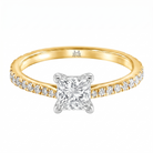 Le Grande Teton Princess Cut Diamond Solitaire Engagement Ring with Pavé Set in 18K Gold - Jackson Hole Jewelry Company