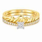 Le PeTeton Round French Cut Diamond Solitaire Engagement Dúo Stack Rings with Pavé Set in 18K Gold (Copy) - Jackson Hole Jewelry Company
