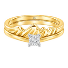 Le PeTeton Princess Cut Diamond Solitaire Engagement Dúo Stack Rings in 18K Gold - Jackson Hole Jewelry Company