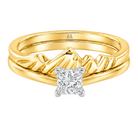 Le PeTeton Princess Cut Diamond Solitaire Engagement Dúo Stack Rings in 18K Gold - Jackson Hole Jewelry Company