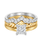 Le Grande Teton Princess Cut Diamond Solitaire Engagement Trio Stack Rings in 18K Gold - Jackson Hole Jewelry Company