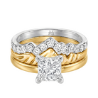 Le Grande Teton Princess Cut Diamond Solitaire Engagement Trio Stack Rings in 18K Gold - Jackson Hole Jewelry Company