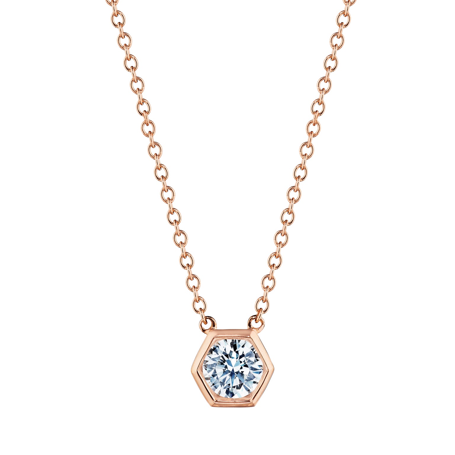 18K Gold Hexagonal White Diamond Pendant - 0.30 CT - Jackson Hole Jewelry Company