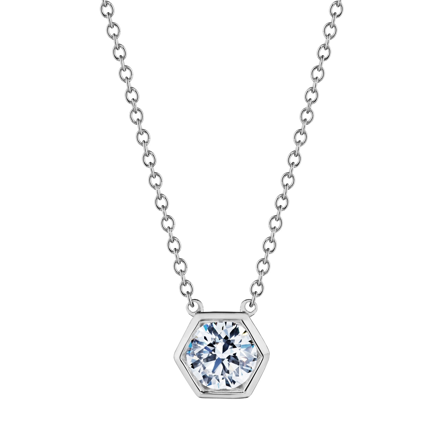 18K Gold Hexagonal White Diamond Pendant - 0.30 CT - Jackson Hole Jewelry Company