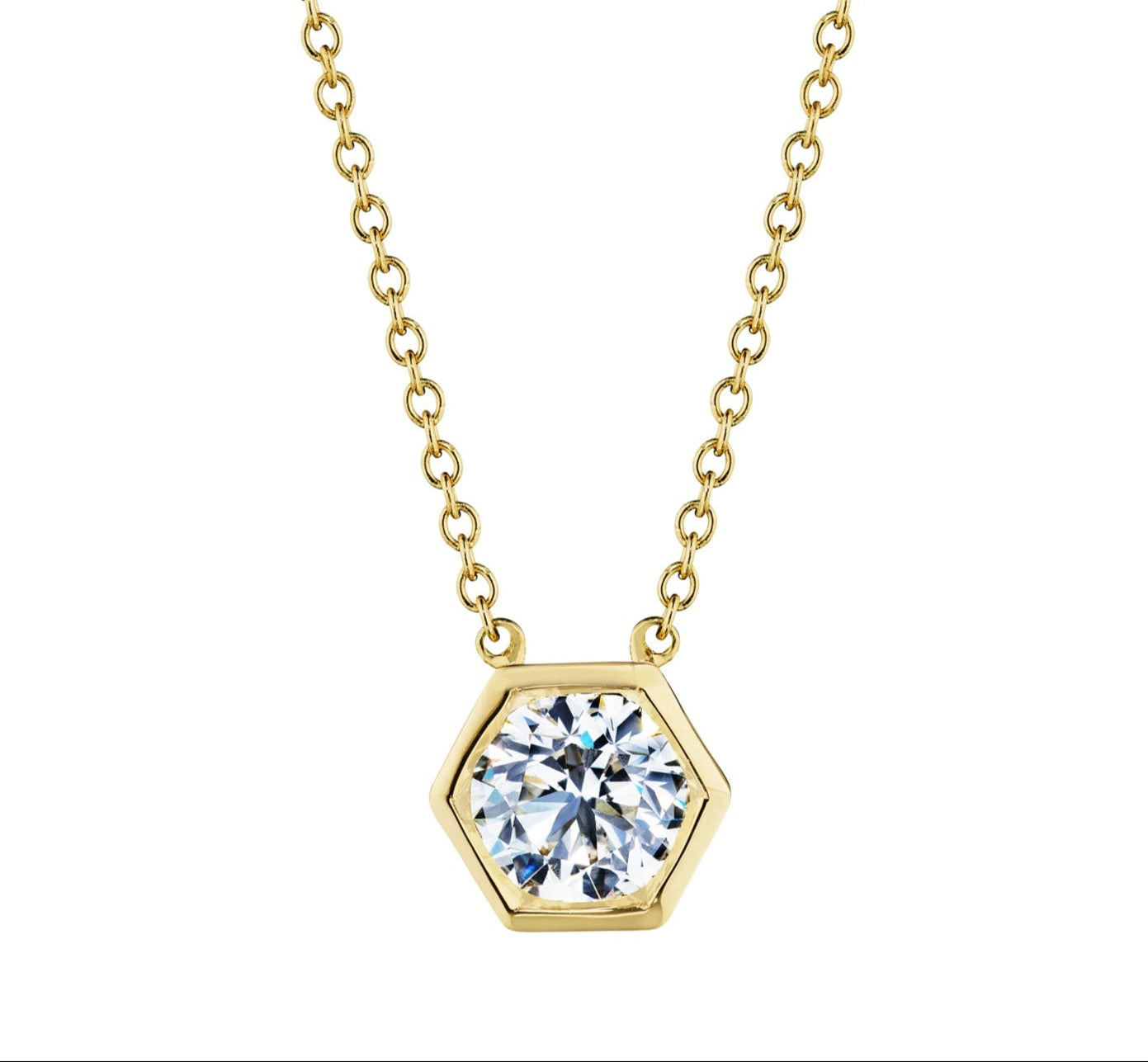 18K Gold Hexagonal White Diamond Pendant – 0.50 Carats - Jackson Hole Jewelry Company