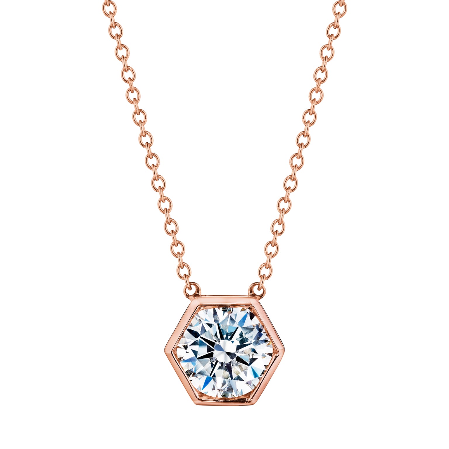 18K Gold Hexagonal White Diamond Pendant – 0.50 Carats - Jackson Hole Jewelry Company