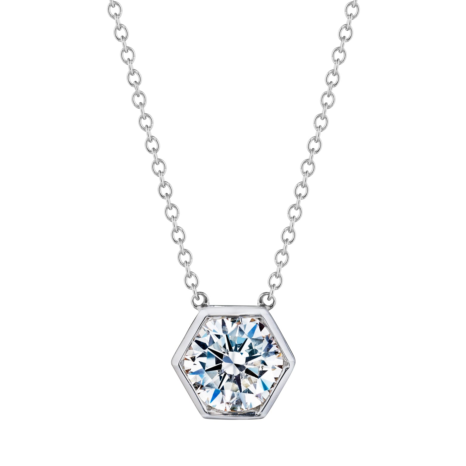 18K Gold Hexagonal White Diamond Pendant – 0.50 Carats - Jackson Hole Jewelry Company