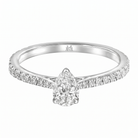Le PeTeton Pear Diamond Solitaire Engagement Ring with Pavé Set in 18K Gold - Jackson Hole Jewelry Company