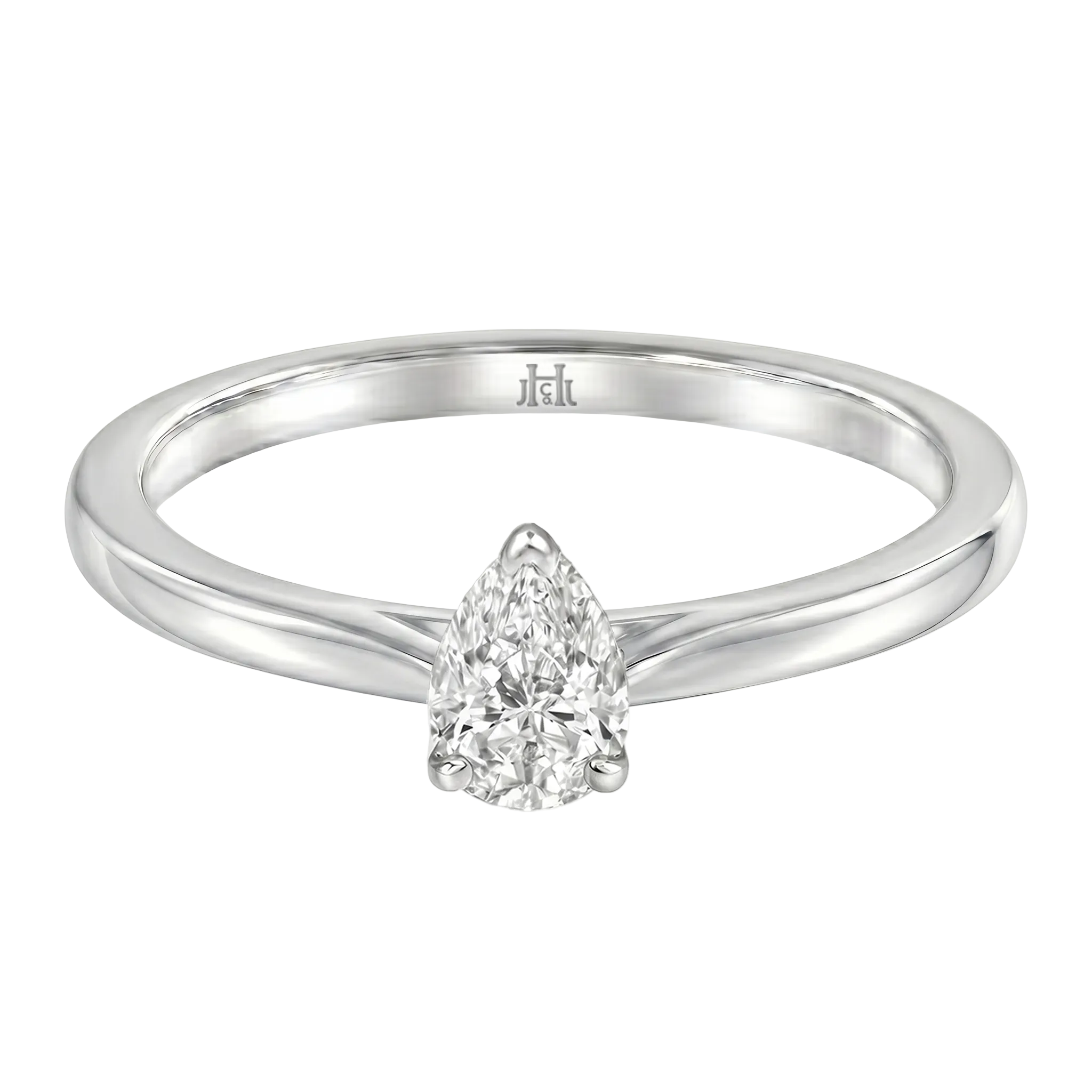 Le PeTeton Pear Diamond Solitaire Engagement Ring in 18K Gold - Jackson Hole Jewelry Company