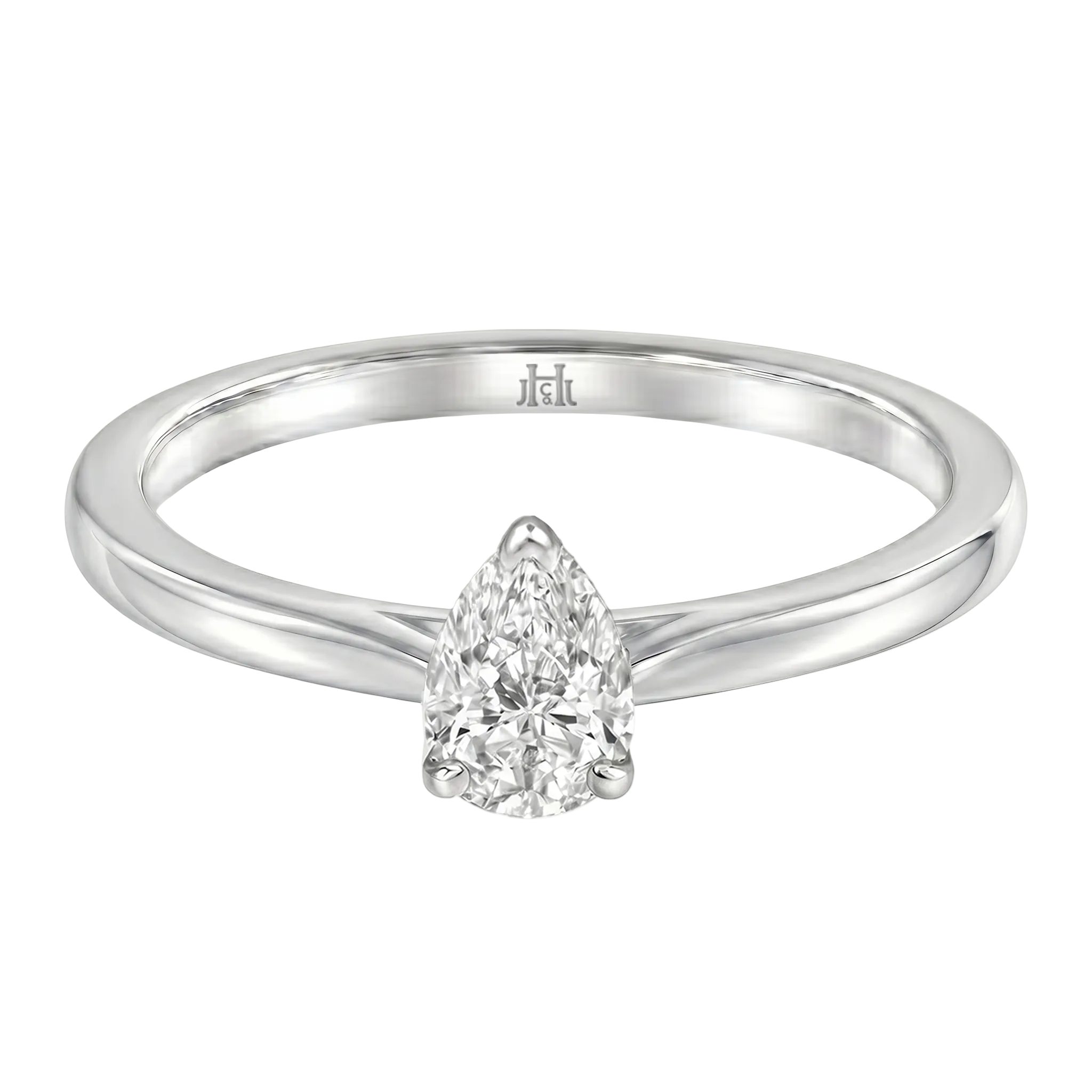 Le PeTeton Pear Diamond Solitaire Engagement Ring in 18K Gold - Jackson Hole Jewelry Company