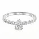Le PeTeton Pear Diamond Solitaire Engagement Ring with Pavé Set in 18K Gold - Jackson Hole Jewelry Company