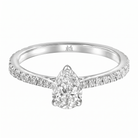 Le PeTeton Pear Diamond Solitaire Engagement Ring with Pavé Set in 18K Gold - Jackson Hole Jewelry Company